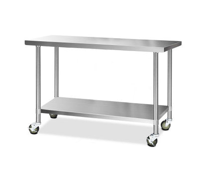 Cefito 1524x610mm Stainless Steel Kitchen Bench with Wheels 304