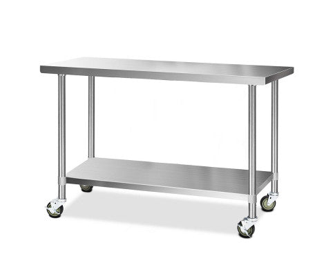 Cefito 1829x610mm Stainless Steel Kitchen Bench with Wheels 304