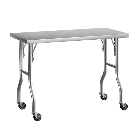 Cefito Stainless Steel Kitchen Benches Work Bench Wheels 122X61CM 430